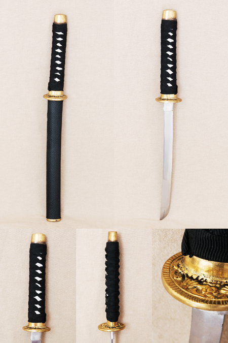 Kurzes Samurai Schwert schwarz,Tanto, Handarbeit