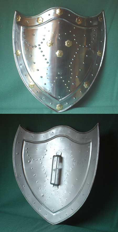 Medieval metal shield, light reenactment