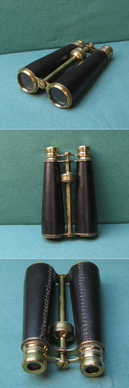 Binoculars, brass with leather (artificial)