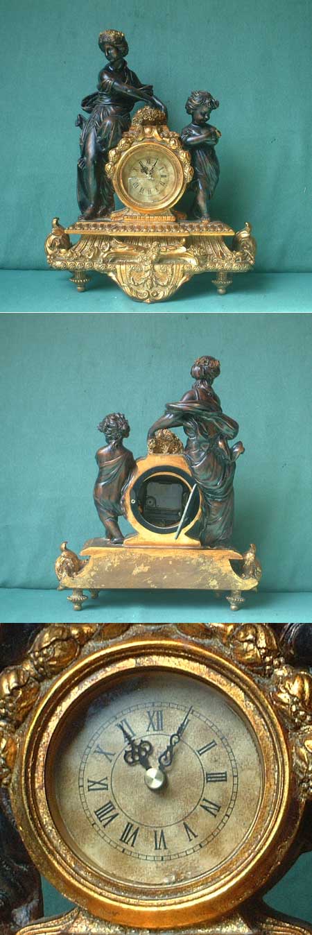 barocke Repro- Kaminuhr, Steinguss,wie Bronze,Quarzwerk