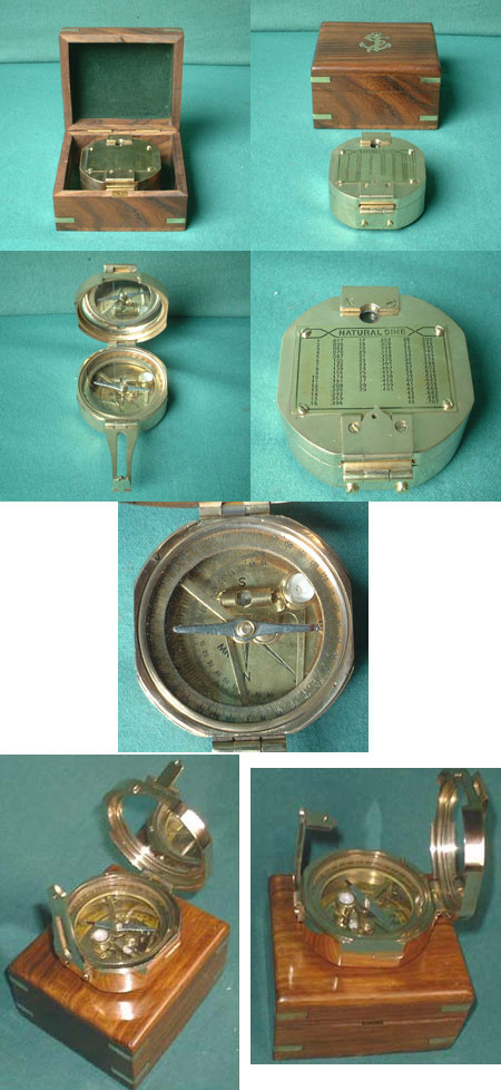 Antiker Messing Kompass Stanley London Draussen Navigation Kompass Mit Holzkiste 