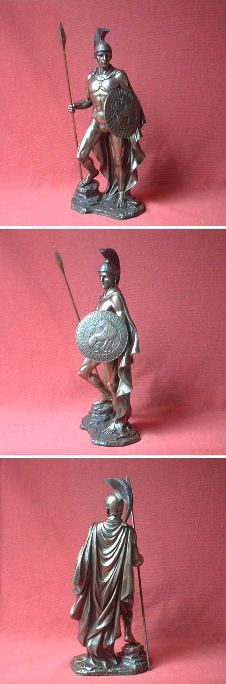 Griech. Kriegsgott Ares mit Helm, Speer und Schild