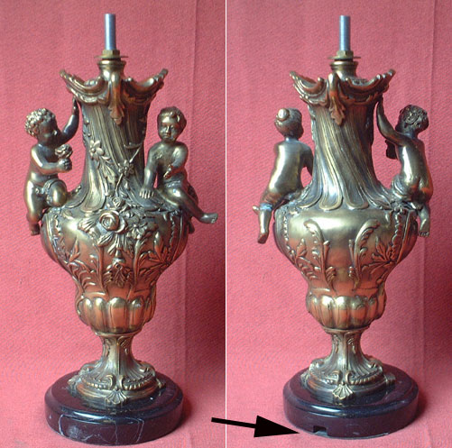 Putti base for lamp