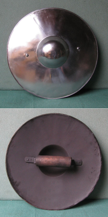 Medieval steel shield, buckler for combat