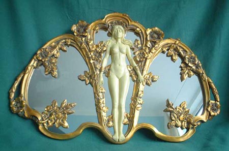 Art Nouveau mirror, nymph, around 1900 - reproduction