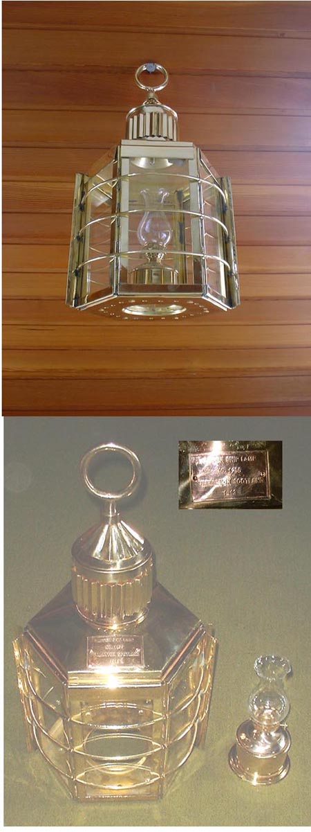 Clipper lamp, hexagonal, brass