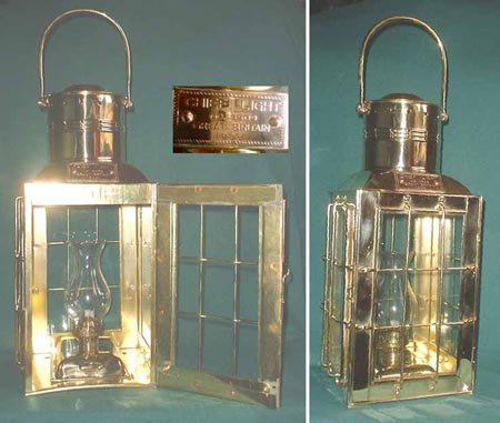 Oil lamp, brass, 19th century, boat