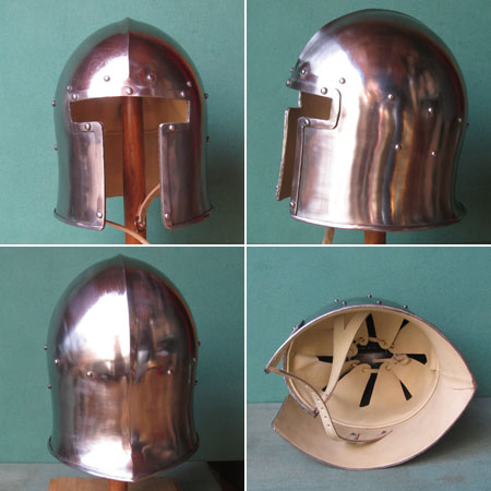 Strong barbute helmet, medieval