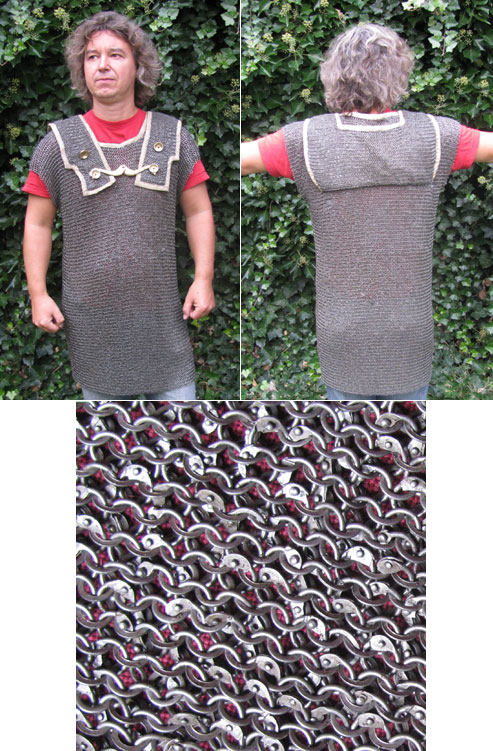 Roman chainmail shirt Hamata, riveted, inner ring diameter 6mm/0.23, size M