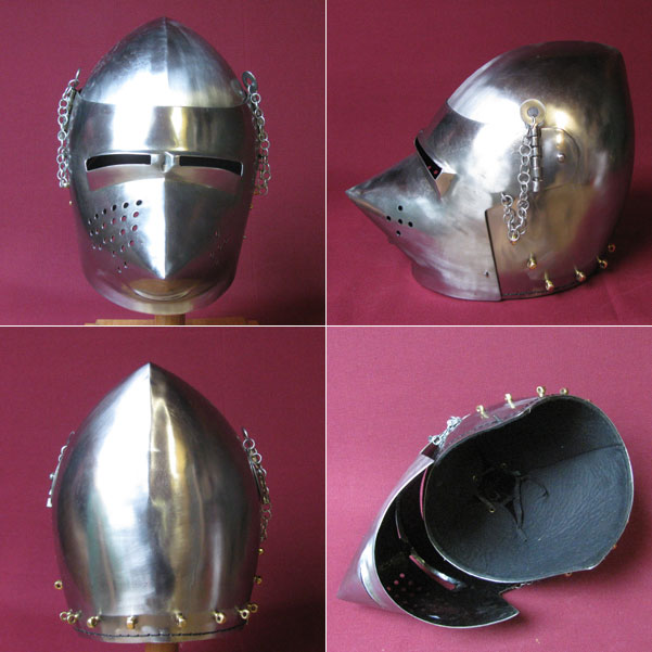 Medieval bascinet helmet, houndscull, 14th cent., size L