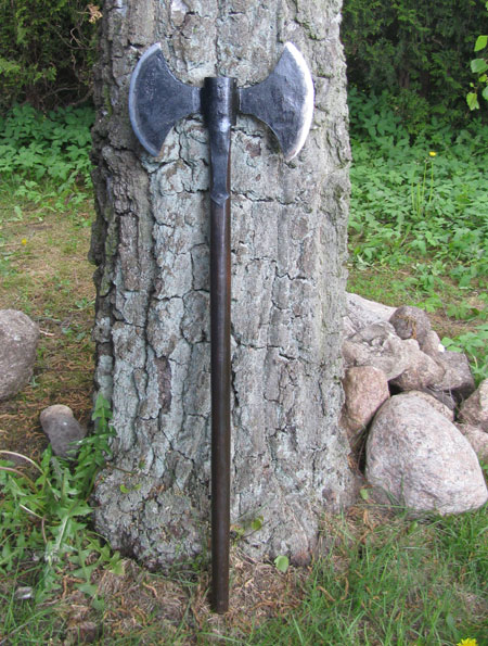 Medieval Viking double-bladed axe