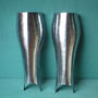 Heavy steel greaves for protection of leg fronts