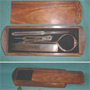 Wooden box with compasses etc for seafarers