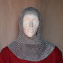Chainmail coif, zincplated, butted steel links, 8 mm