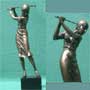 Eine Golfspielerin  Bronze Imitat Steinguss Golf
