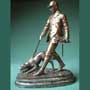 Huntsman with dog, cast bronze imitation