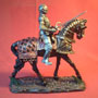 14 inch figure medieval knight attacks with sword on horse